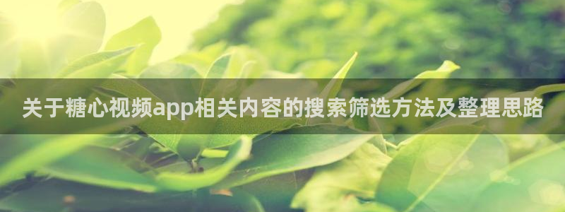糖心vlog免费观看完整版：关于糖心视频app相关内容的搜索筛选方法及整理思路